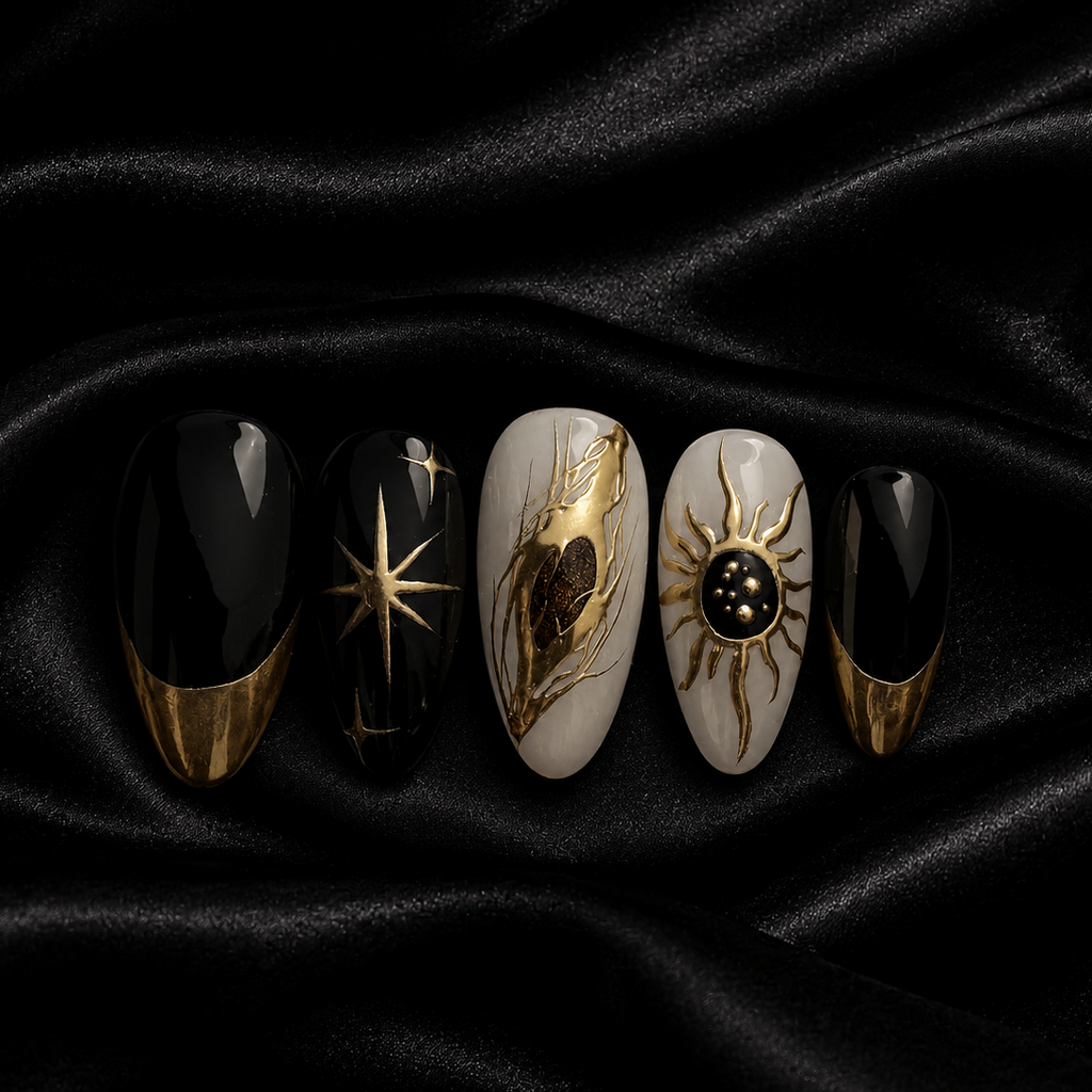 Press on nails noir et or