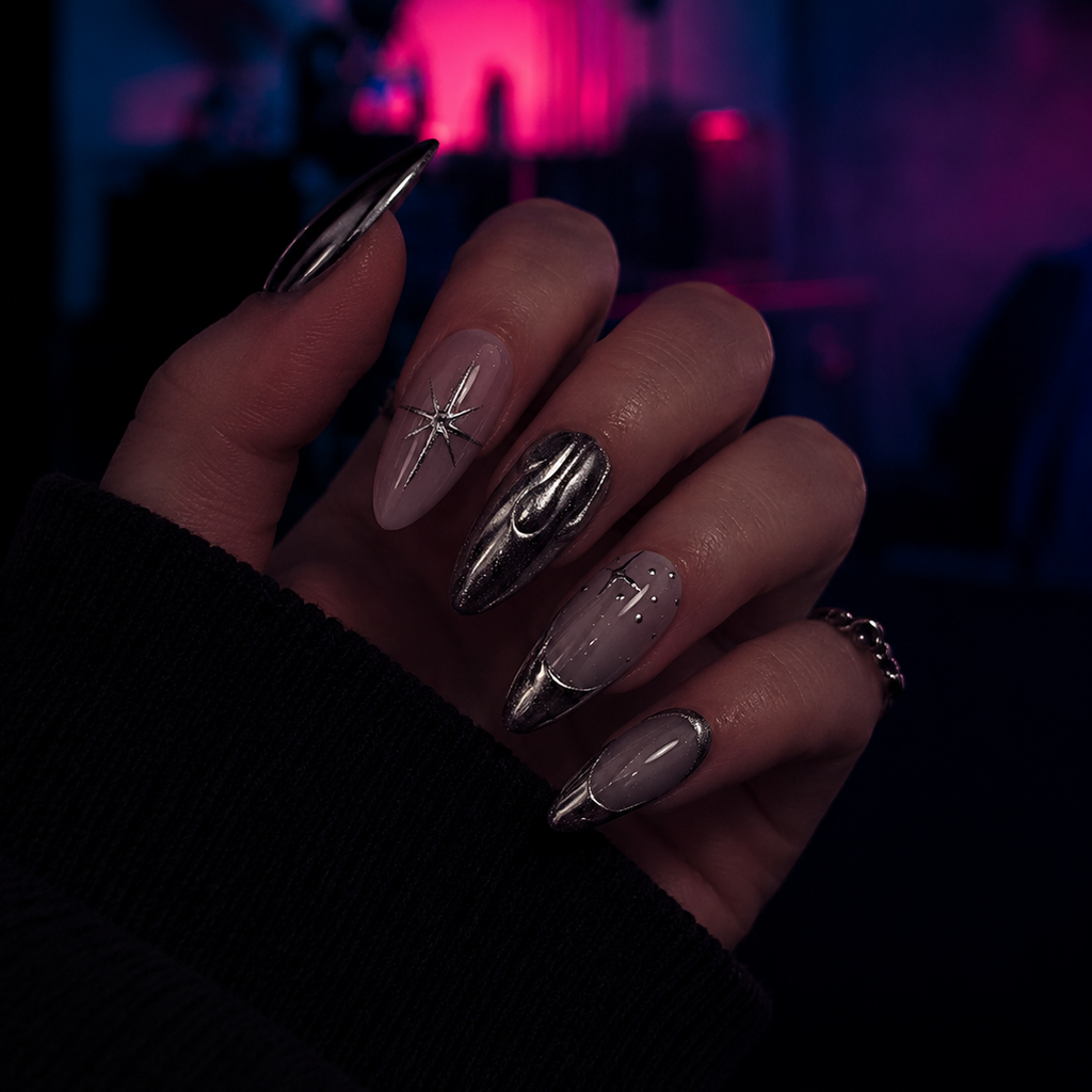 Press on nails chromé