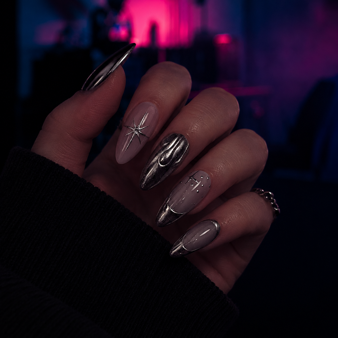 Press on nails chromé